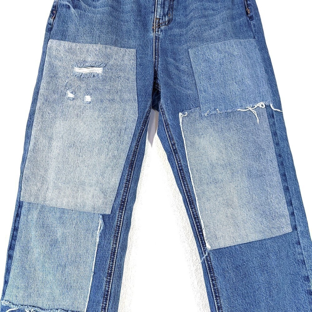 URBAN OUTFITTERS BDG High Rise Straight Cowboy Jean Denim Western Patchwork 29 - Picture 4 of 10